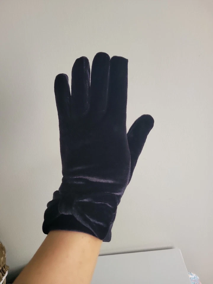 Guantes de terciopelo negro de colección para mujer OS Foto 3 de 4