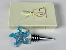 NIB D'Lusso Designs Hand-Blown Art Glass Starfish Wine Bottle Stopper Star Ocean