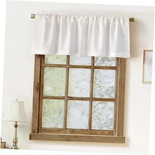 2 Pack Faux Linen Valance for Windows Kitchen 54"W x 15"L (Pack of 2) White