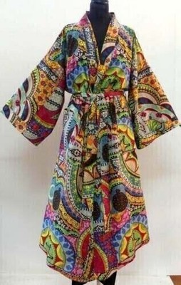 Indischer Israil-Druck, 100 % Baumwolle, Kimono-Bademantel,...