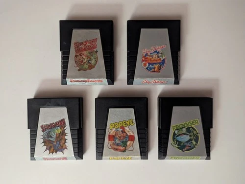 Lot Of 5 Parker Bros Atari 2600 Games Frogger Spiderman Popeye Sky Skipper Teste