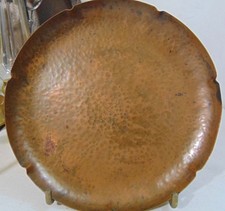Art Nouveau Mission Crafts Hammered Solid Copper Tray Plate