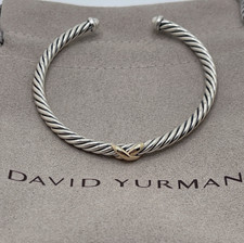 David 4mm Cable Flex Sterling Silver & 14k Yellow Gold X Station Bracelet