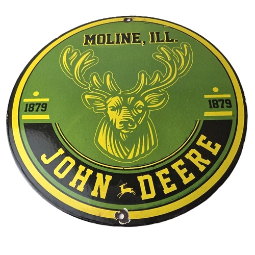 Vintage John Deere Porcelain Sign - Farm Tractor Gas Pump Motor Oil Sign