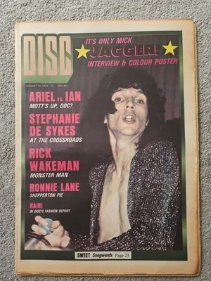 Disc Newspaper August 10th 1974 Sweet Cover Mick Jagger Poster - Image 1 of 4