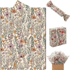 100 Sheets Wildflower Garden Floral Tissue Paper 13.8 x 19.7 Inch Vantage Wil...