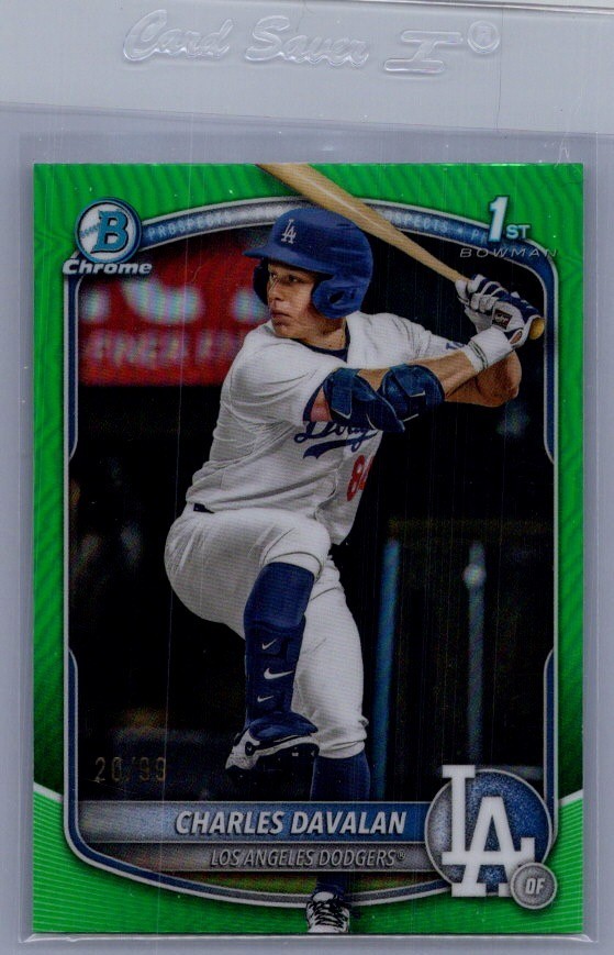 2025 Bowman Charles Davalan Draft Chrome True Green Refractor 20/99 Dodgers 1st