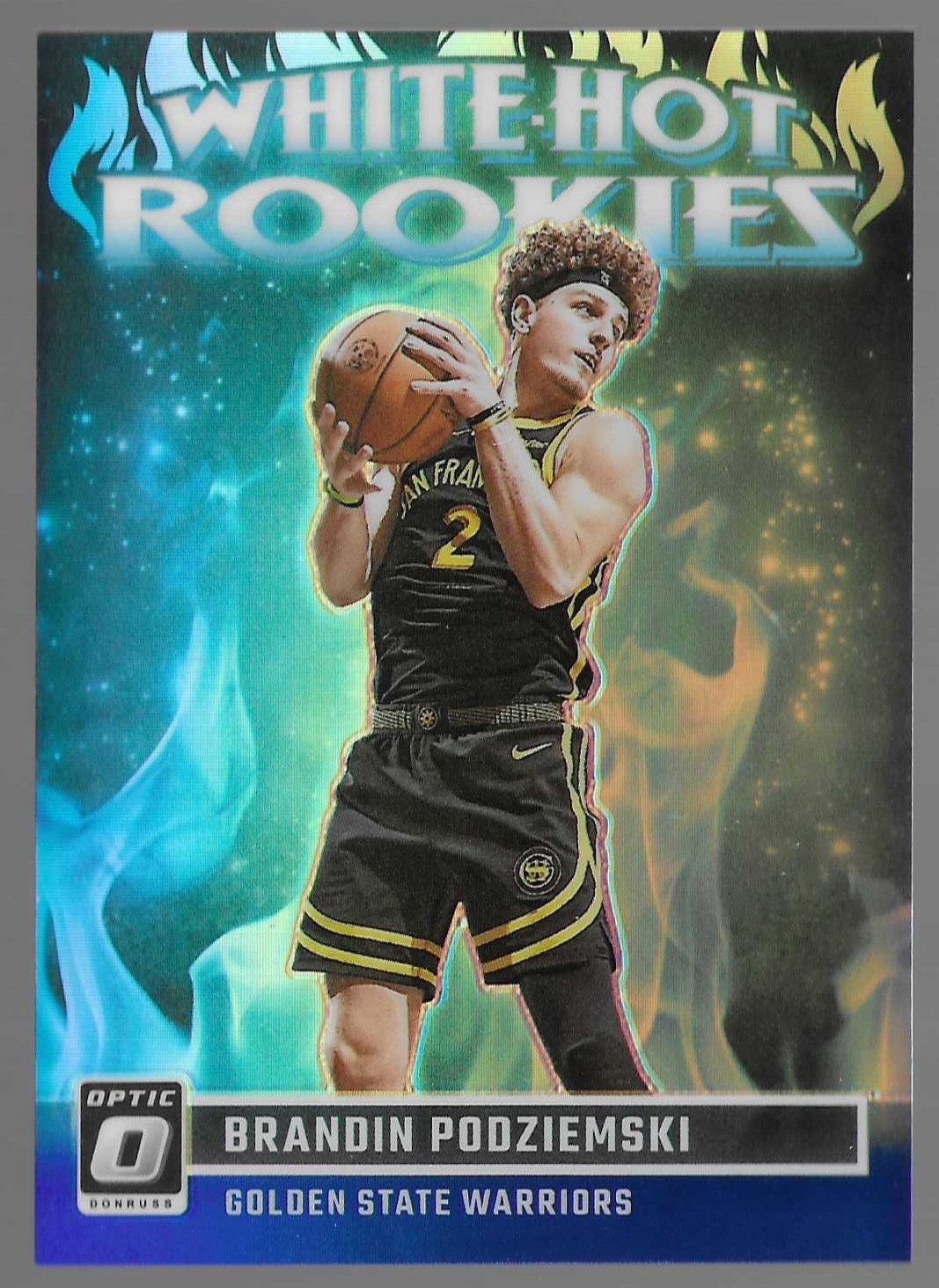 Brandin Podziemski 2023-24 Donruss Optic White Hot Rookies SP Blue Prizm /85