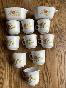Corelle Corning Wildflower Creamer Coffee Cups, Casserole Dish