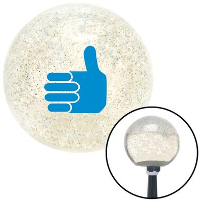 Blue Thumbs Up Clear Metal Flake Shift Knob w/ M16x1.5 Insert Shifter Auto Brody
