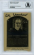 A.B. AB Happy Chandler Auto 1983 HOF Metallic Plaque Card Commissioner Beckett