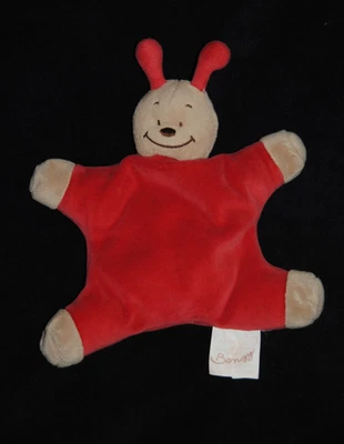 🐞Doudou semi plat coccinelle BENGY rouge beige ancien modèle vintage peluche - Photo 1/2