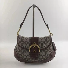 Coach Soho Signature Jacquard Top Handle Shoulder Bag CJ814 Brown outlet New