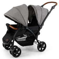 Compact Double Stroller with Adjustable Canopy, Harness  Storage Basket