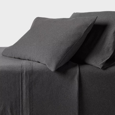 Queen Cotton Jersey Sheet Set Heather Charcoal - Threshold: 4-Piece 100% Cotton