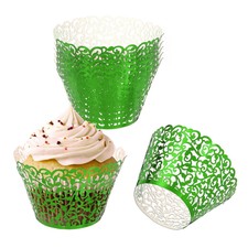 Carta Avvolgitori Cupcake, Confezione da 50 Tazze da Forno Decorazione Vite, Verde Riflettente