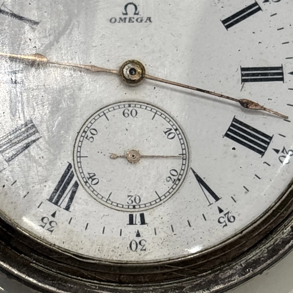 Ancienne montre argent gousset homme savonnette oméga - Photo 3/4