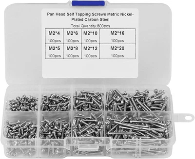 ‎YOSOO HEALTH GEAR Self Tapping Screws Assortment, 800PCS 8 Sizes M2 Phillips Pan Head Screws Cros