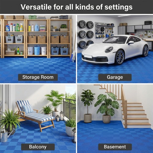 25pcs 15.6x15.6" Plastic Interlocking Modular Garage Flooring Tile Drainage Tile - Afbeelding 12 van 29