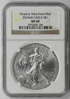2014-(W) Silver Eagle $1 MS 69 NGC Struck at West Point Mint