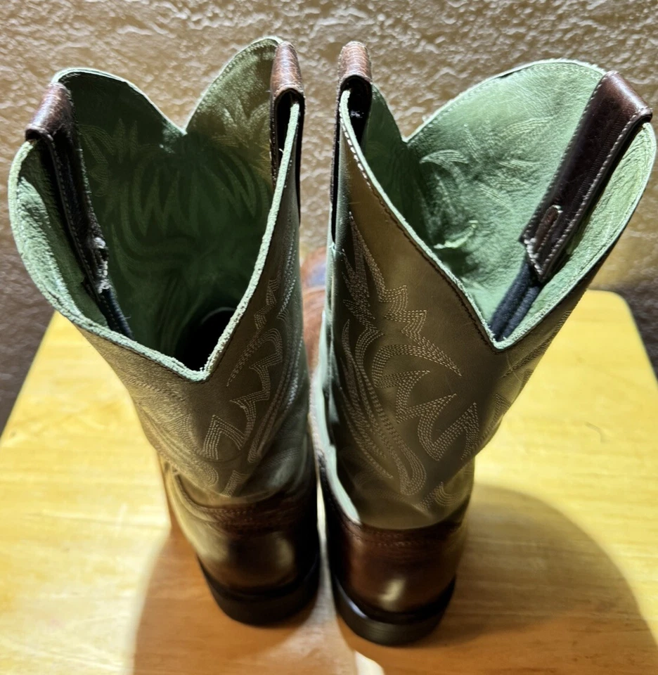 Botas de Trabajo Vaqueras Red Head Saddlebrook Western Para Hombre 9.5 Cuero Marrón Verde Foto 3 de 4