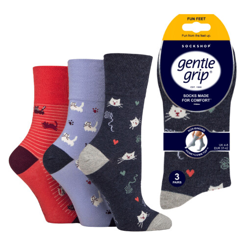 3 Paar Damen Gentle Grip® Wabenoberteil weiche nicht elastische Diabetikersocken UK 4-8 - Bild 19 von 46
