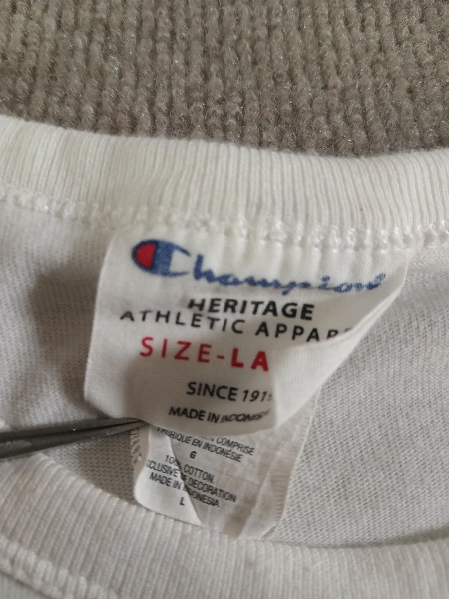 Champion Heritage Athletic Apparel T Shirt Men s Large Short Sleeve Cotton Crew
