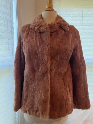 Luscious Dusty Rose Pink  Vintage Soft Rabbit Fur Jacket, Korea, Women s Small