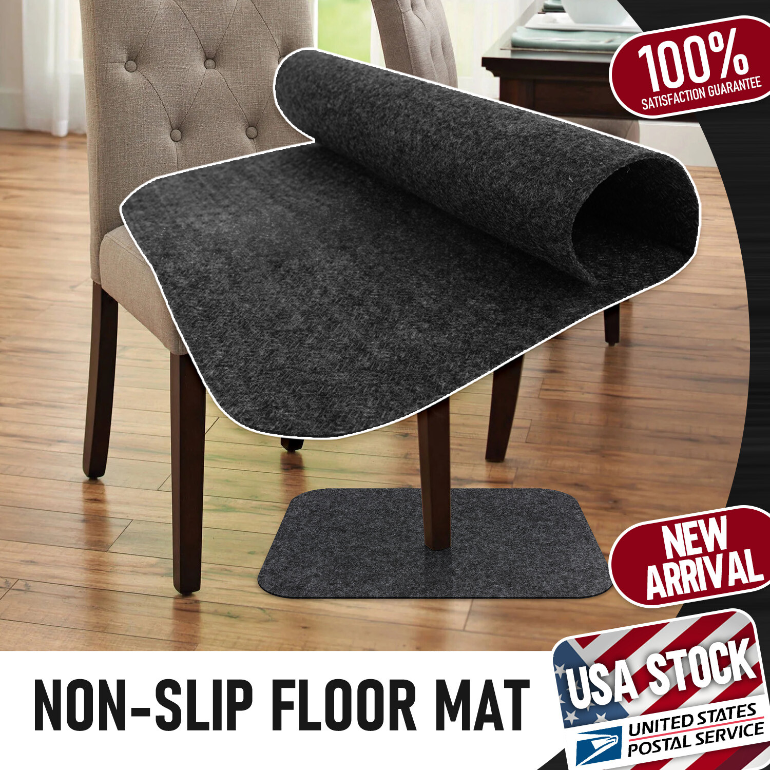 2-32sqft Non-Slip Desk Chair Mat for Hardwood Floors & Carpets - Office Floor Protector