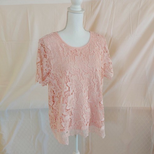 Philosophy XXL NWT Lace Top Light Pink Lined Short Sleeve MSRP $78 - Picture 2 of 7