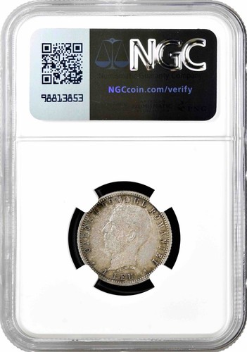 Moneda de plata Rumania 1 leu 1906, NGC MS65, "40 aniversario - reinado de Carol I" - Imagen 2 de 2