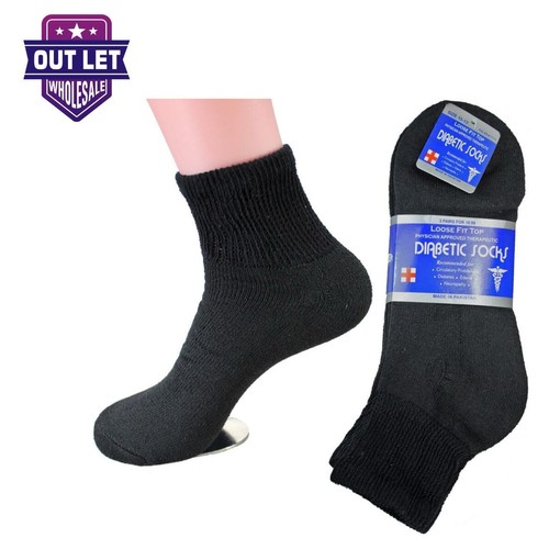 3 Pairs Diabetic Ankle Socks Men & Women Circulatory Health Quarter Socks 9-15 - Picture 2 of 14