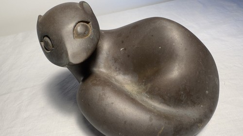 Vintage Mid Century Signed Bronzed Sculpture Otter Figure by Richard Fisher - Picture 12 of 15