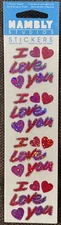 Scrapbooking -PRISMATIC STICKERS~I Love You With Hearts~ HAMBLY STUDIOS-USA-RARE