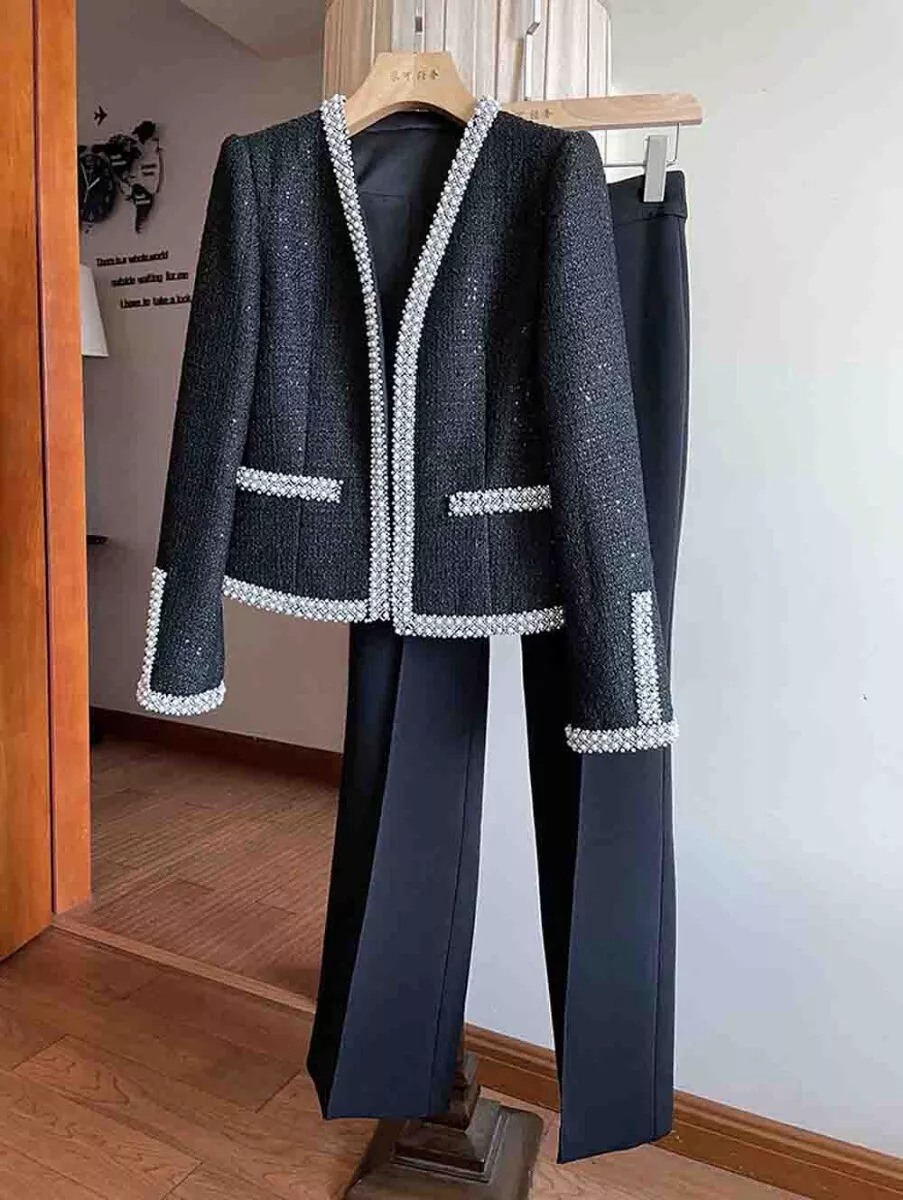 Plus size tweed store suit
