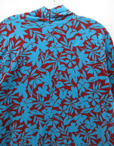 Lands End Sweater Women Large Blue Open Tunic Cardigan Pockets Floral Colorful - Picture 8 of 11
