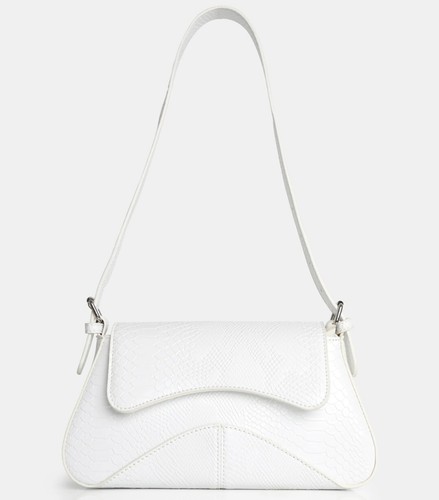 Public Desire The Dea Ecru Matt Crock PU Shoulder Bag White Adjustable Purse - Picture 2 of 3