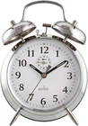 Acctim Mechanical Saxon Double Bell Alarm Round Stainless-Steel Clock - Chrome