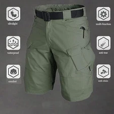 Tactical Mens Shorts Cargo Shorts Outdoor Waterproof Hiking Fishing Track Shorts