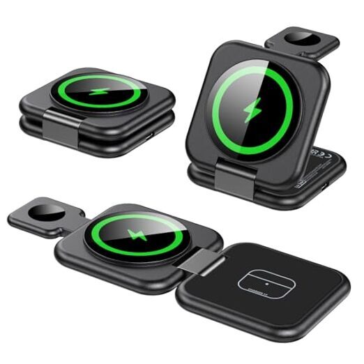 3-in-1 Magnetic Wireless Charging Station for Apple Devices in Green