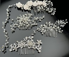 Lot 4 wedding bridal crystal pearl hair accessories