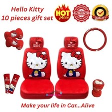 Hello Kitty Auto Accessory Set Kitty Red Car Seats 10 Piece Gift Set