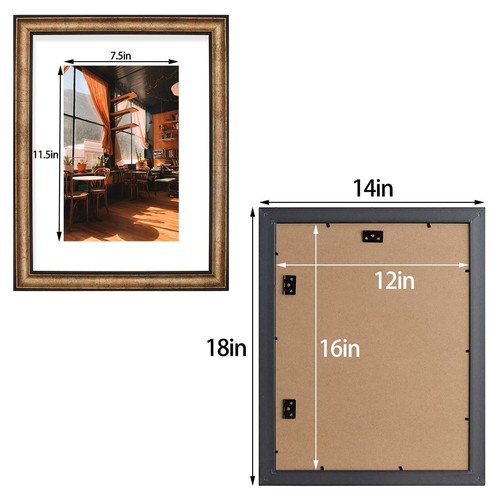 Antique Frame White Mat for 8x12 Photo Wall Mounting Portrait/Landscape - Picture 7 of 12