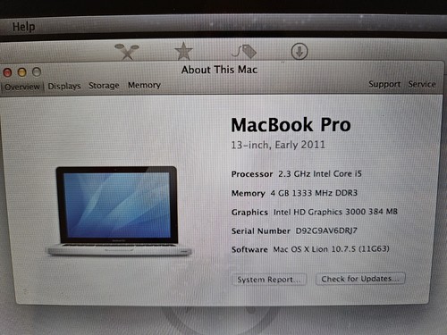 Apple MacBook Pro Intel Core i5 2.5 Ghz 13 inch laptop w/ 4 Gigs Ram - 第 2/5 張圖片