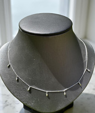 14k White Gold Necklace 2.1 grams 0.15ct diamonds 18" adjustable chain