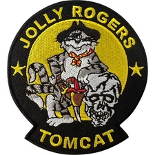 Jolly Rogers Tomcat Patch Iron Sew On Cloth United States Navy Embroidered Badge