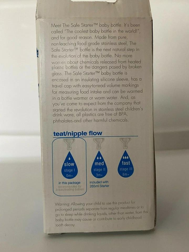 Safe Starter Baby Bottle **NEW**  Stage 1  Blue  BPA Free - Image 2 of 4