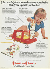 1982 Johnson & Johnson Child Development Toys Rhythm Rollers vintage PRINT AD