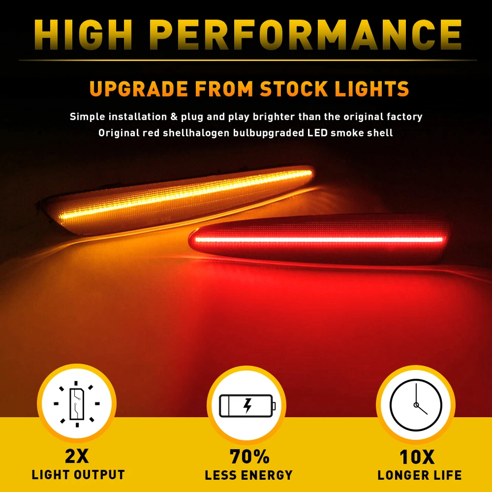 4X F + Turn R Side Signal LED Light Fits Marker 2005-2013 Chevrolet Corvette C6 - Image 4 of 4