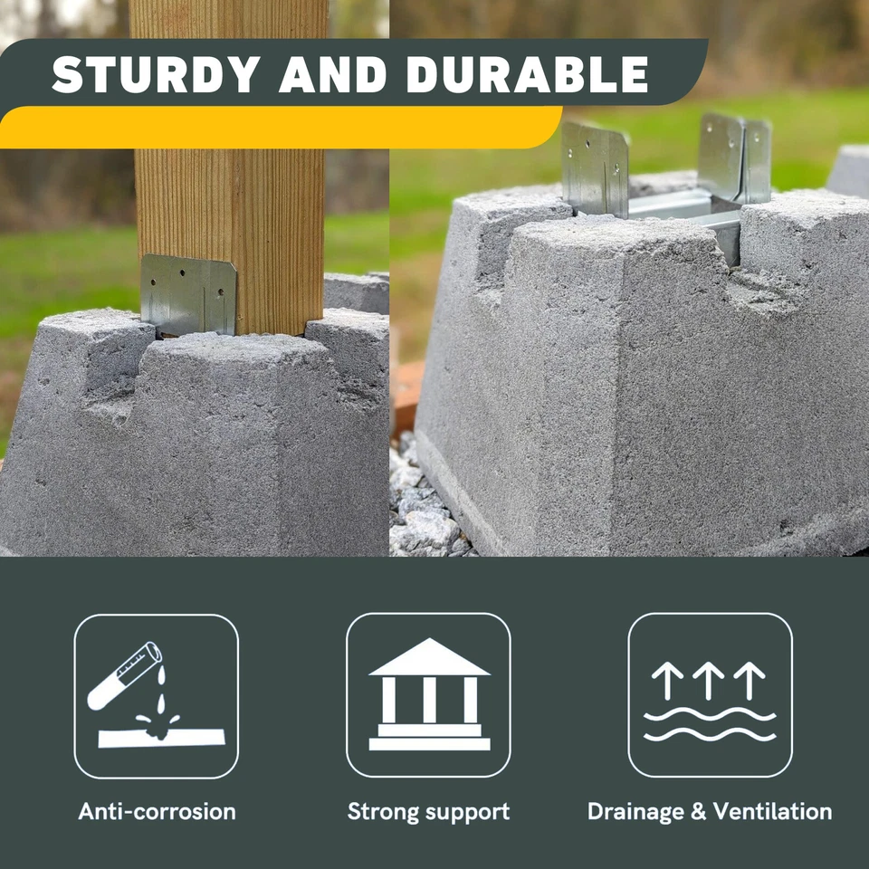 20Pcs 4x4 Concrete Deck Post Anchor Base Adjustable Metal Post Bracket Post Base - Image 4 of 4